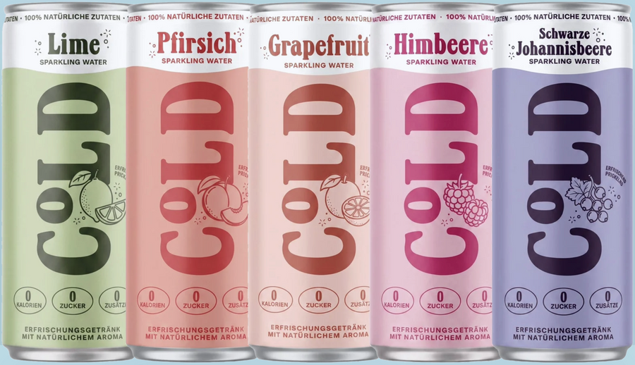 C°LD Probierpaket – 5 Dosen Sparkling Water, alle fünf Sorten, je 330 ml