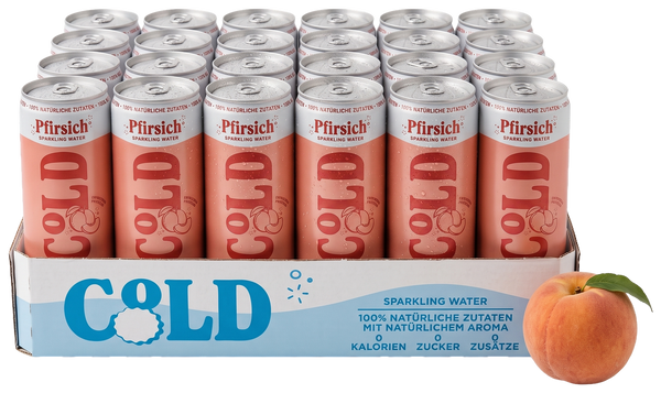 C°LD Pfirsich Sparkling Water, Tray mit 24 Dosen