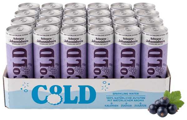 C°LD Schwarze Johannisbeere Sparkling Water, Tray mit 24 Dosen